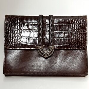 Brighton Tri-Fold Double-Sided Embossed Leather Organizer Clutch